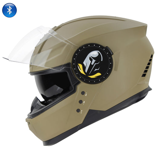 Steelbird Bluetooth Full Face ISI Certified Helmet for Men with Inner Smoke Sun Shield | SBH-40 7Wings (Matt Desert Storm)