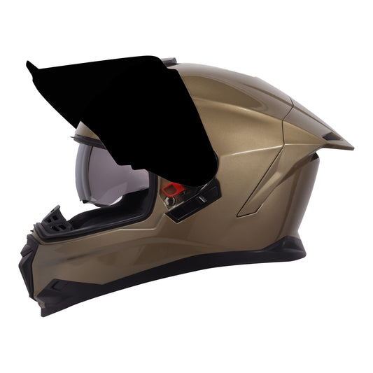 Steelbird SBH-57 Fighter ISI and DOT Certified Full Face Helmet for Men and Women with Inner Chrome Sun Shield (Glossy Steelbird Champagne)