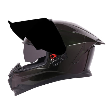 Steelbird SBH-57 Fighter ISI and DOT Certified Full Face Helmet for Men and Women with Inner Chrome Sun Shield (Glossy Steelbird Black)