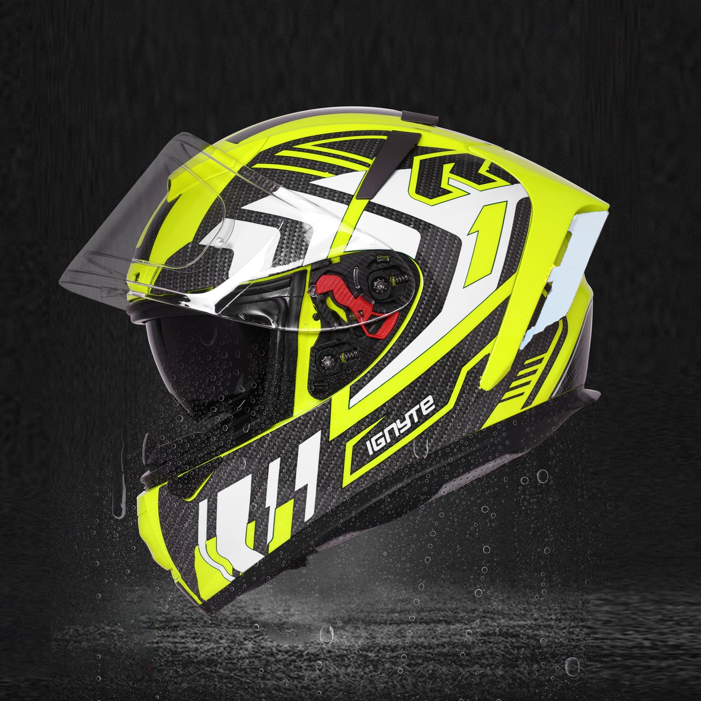 Ignyte IGN-4 Atomixx ISI/DOT Certified Full Face Graphic Helmet with Outer Anti-Fog Clear Visor and Inner Smoke Sun Shield (Glossy Fluo Neon White)