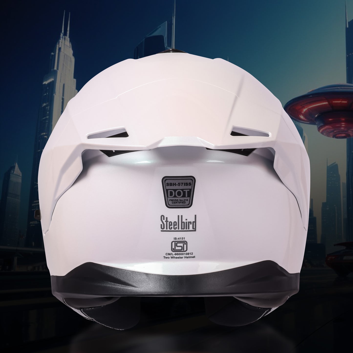 Steelbird SBH-57 Fighter ISI and DOT Certified Full Face Helmet for Men and Women with Inner Chrome Sun Shield (Glossy Pearl Chrome)