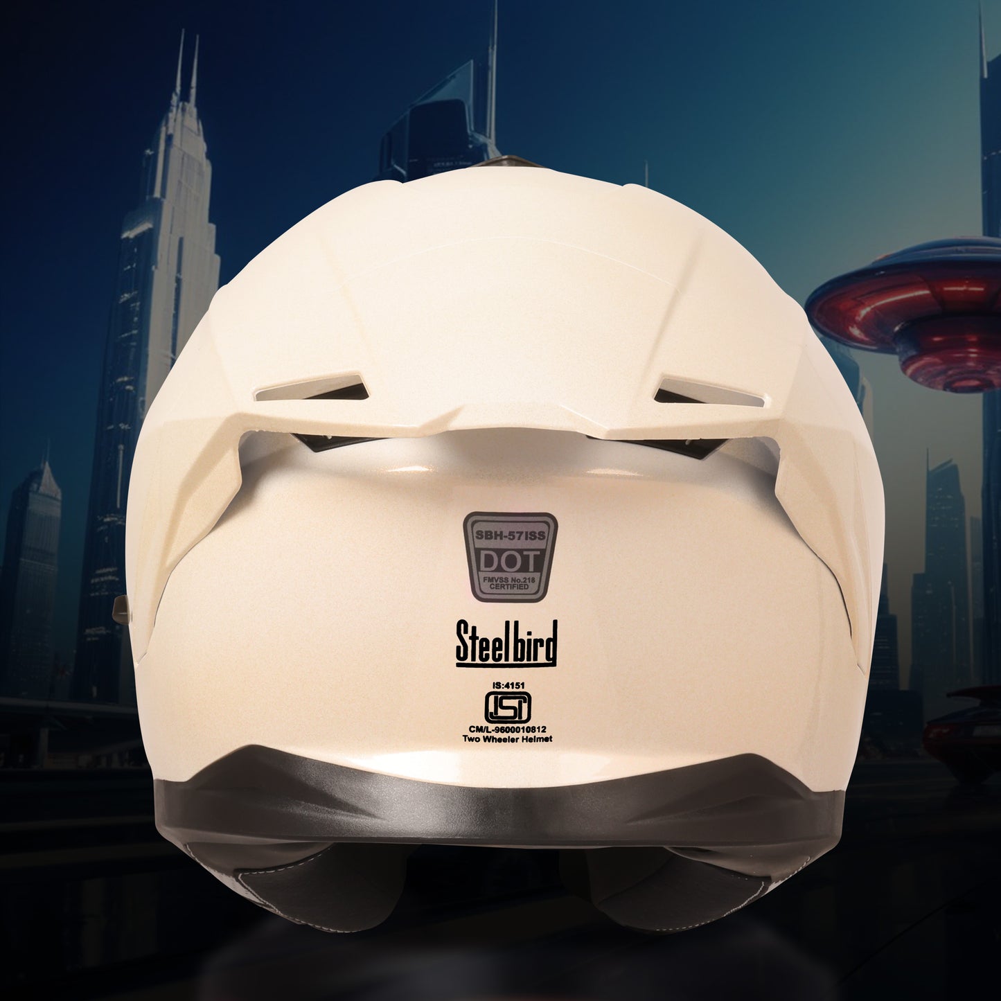 Steelbird SBH-57 Fighter ISI and DOT Certified Full Face Helmet for Men and Women with Inner Chrome Sun Shield (Glossy Steelbird Glow)