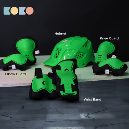 Koko Dragon Kids Skating & Cycling Helmet | Protective Gear for Boys & Girls (Green)