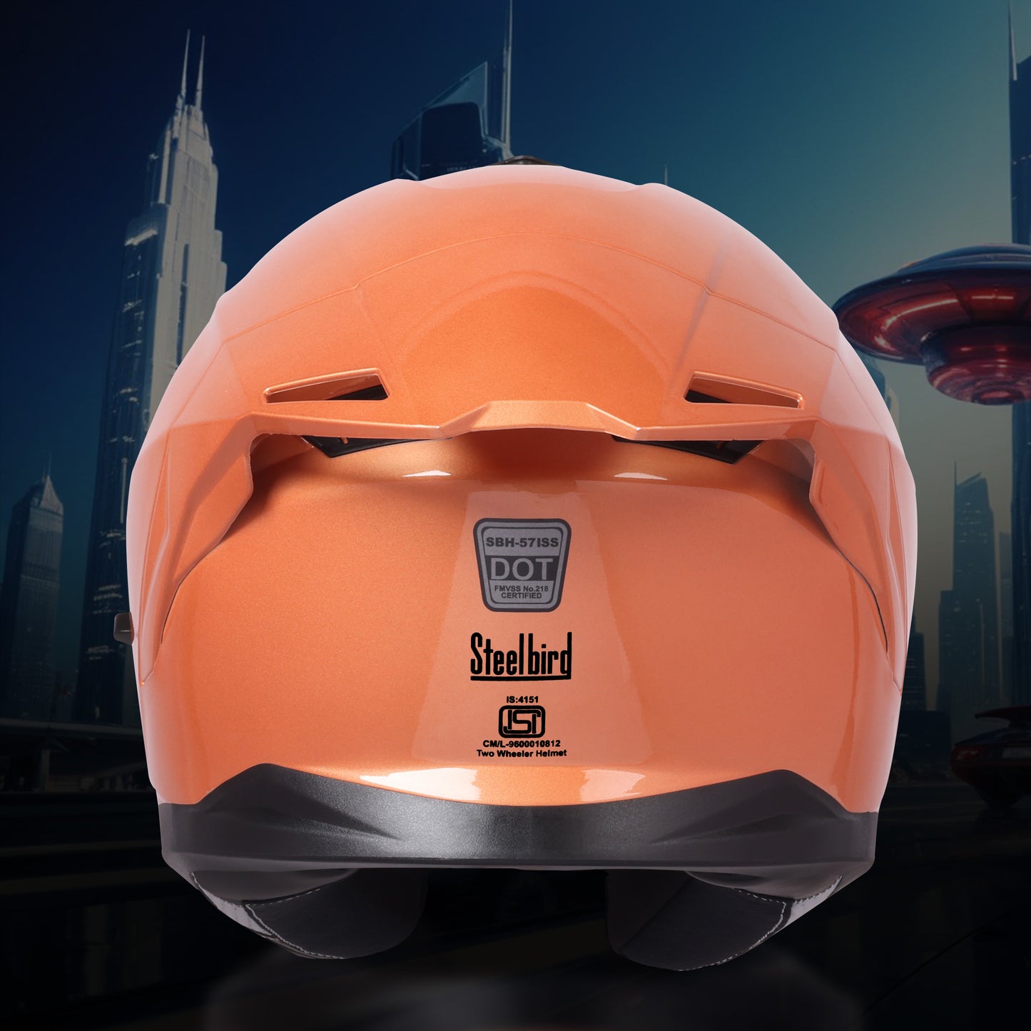 Steelbird SBH-57 Fighter ISI and DOT Certified Full Face Helmet for Men and Women with Inner Chrome Sun Shield (Glossy Peachy Gleam)