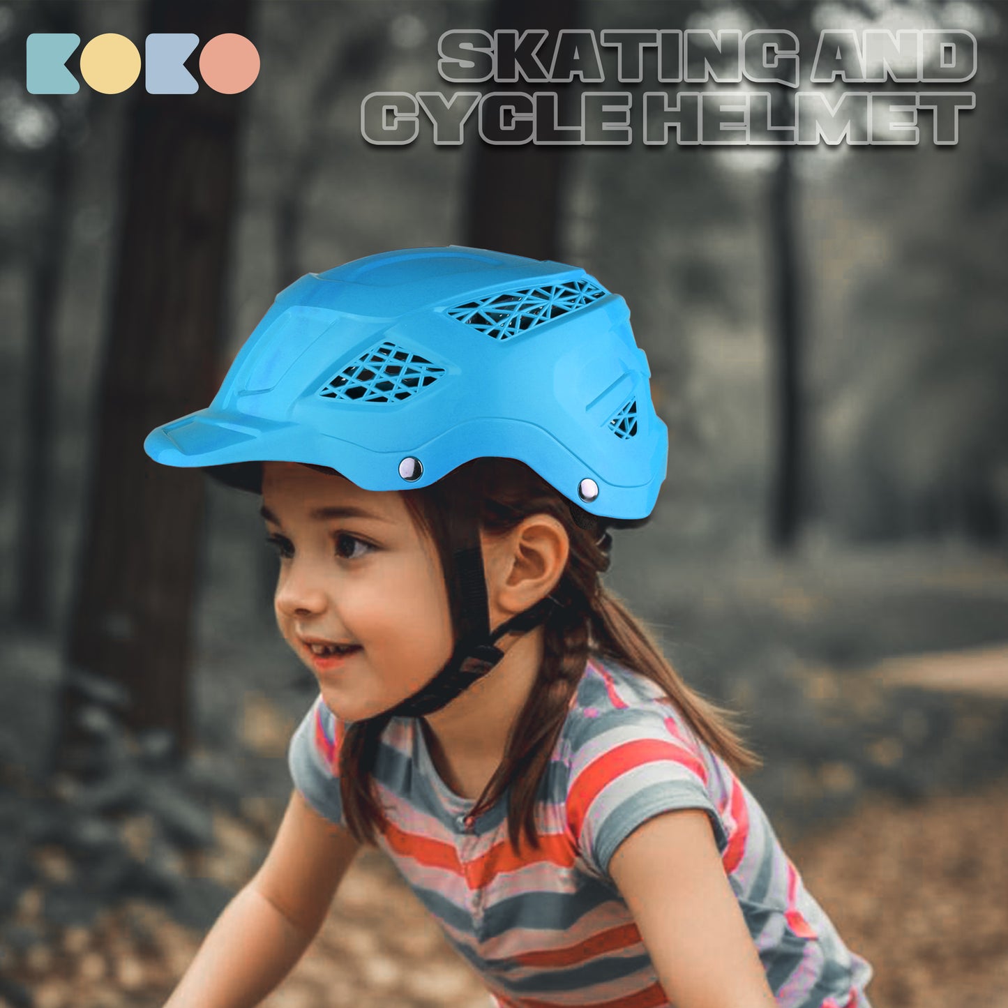 Koko Dragon Kids Skating & Cycling Helmet | Protective Gear for Boys & Girls (Light Blue)