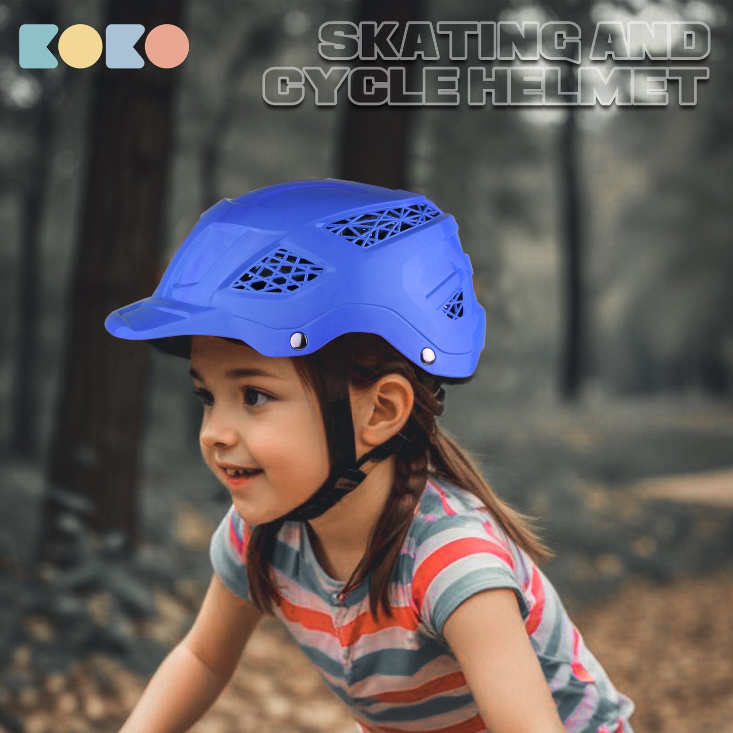 Koko Dragon Kids Skating & Cycling Helmet | Protective Gear for Boys & Girls (Dark Blue)