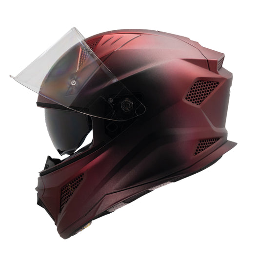 Steelbird SBH-25 Breeze On Ombre 7Wings ISI Certified Full Face Helmet for Men and Women with Inner Smoke Sun Shield (Glossy Black Wine Red)