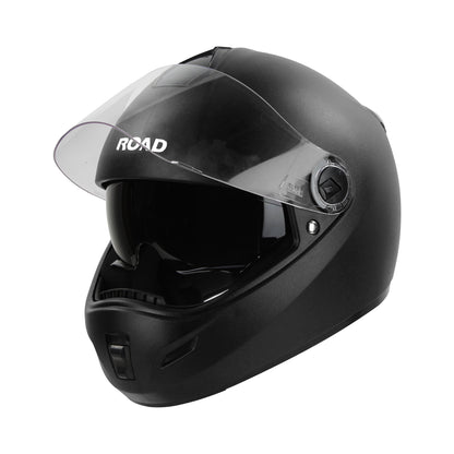 Steelbird SBH-34 Road ISI Certified Full Face Helmet for Men and Women with Inner Smoke Sun Shield (Dashing Black)