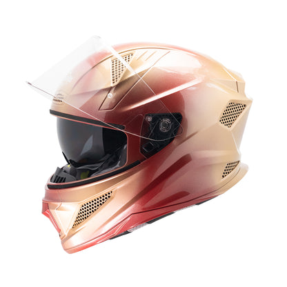 Steelbird SBH-25 Breeze On Ombre 7Wings ISI Certified Full Face Helmet for Men and Women with Inner Smoke Sun Shield (Glossy Maroon Gold)