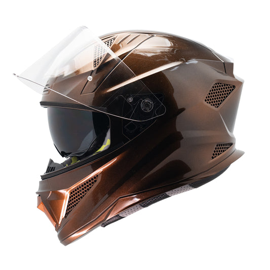 Steelbird SBH-25 Breeze On Ombre 7Wings ISI Certified Full Face Helmet for Men and Women with Inner Smoke Sun Shield (Glossy Black Crush Orange)