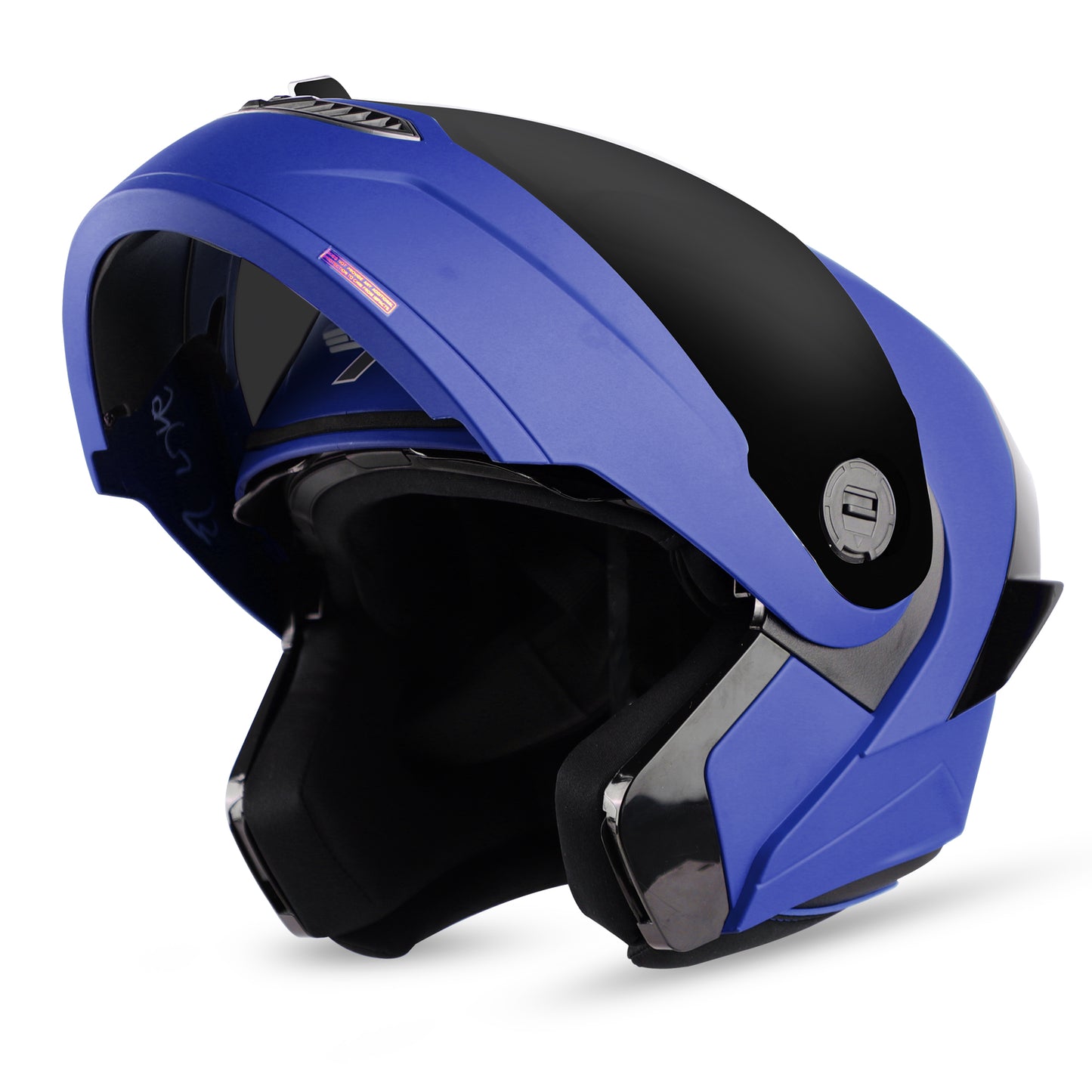 Steelbird SBA-8 7Wings ISI Certified Flip-Up Helmet for Men and Women (Matt Y. Blue with Smoke Visor)