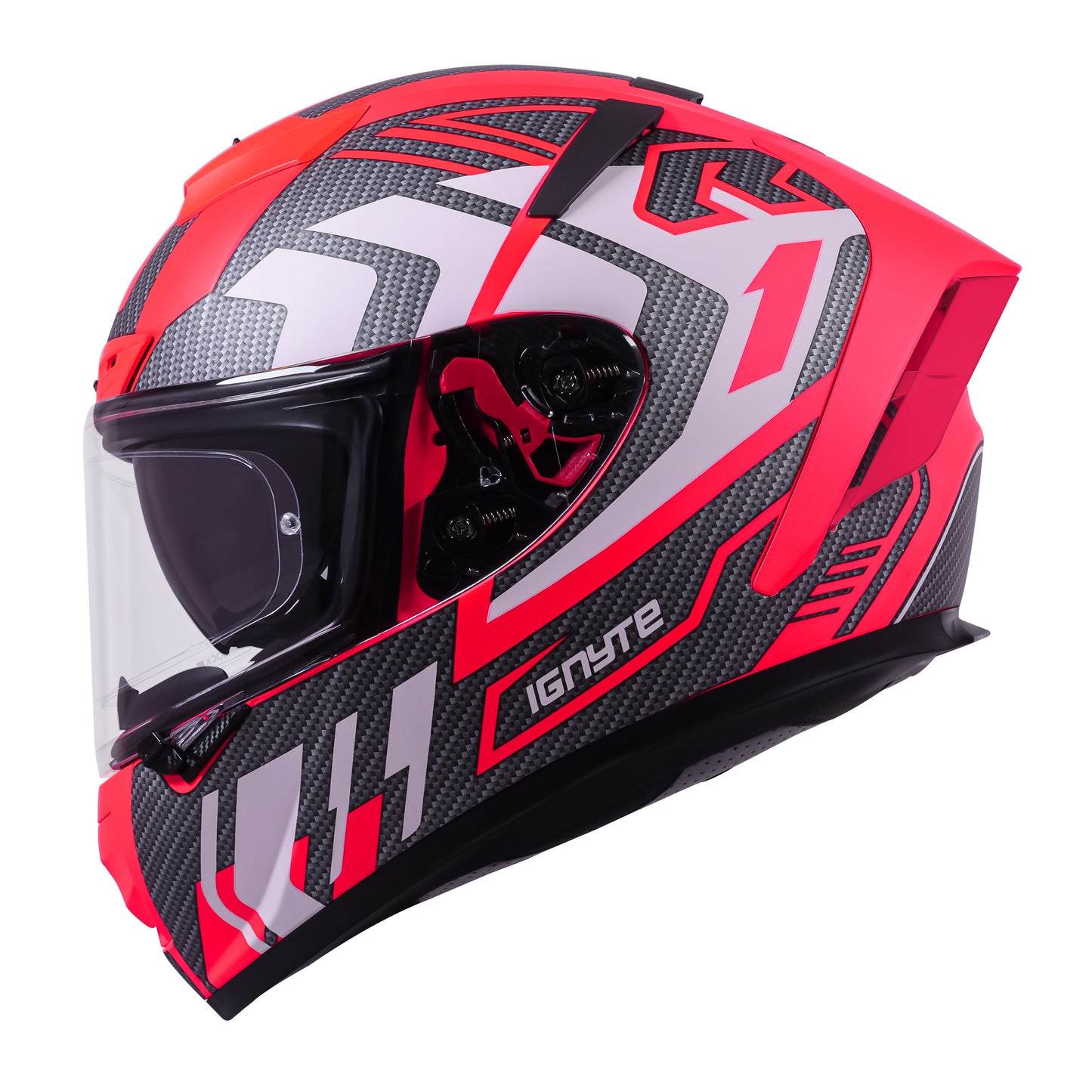 Ignyte IGN-4 Atomixx ISI/DOT Certified Full Face Graphic Helmet with Outer Anti-Fog Clear Visor and Inner Smoke Sun Shield (Glossy Fluo Watermelon White)