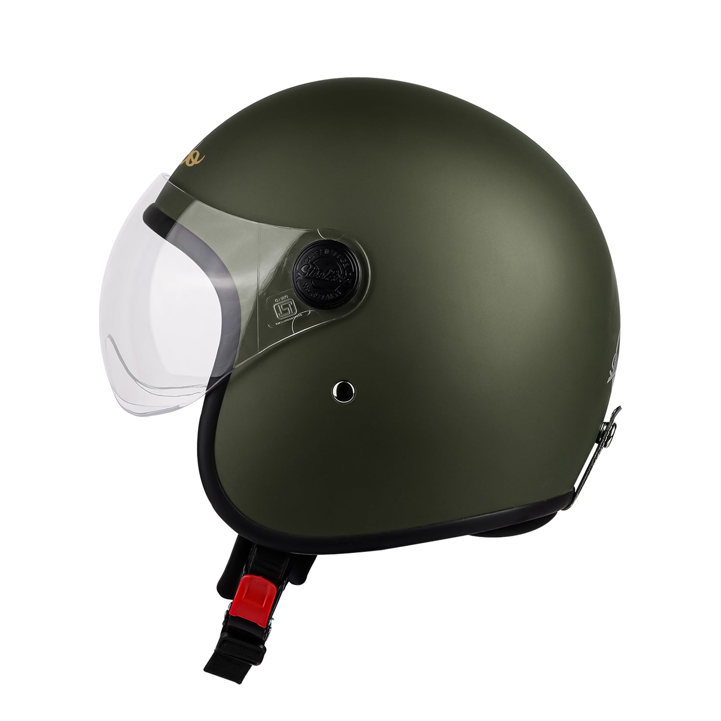 Steelbird SBH-54 Retro ISI Certified Open Face Helmet for Men and Women (Matt Battle Green)