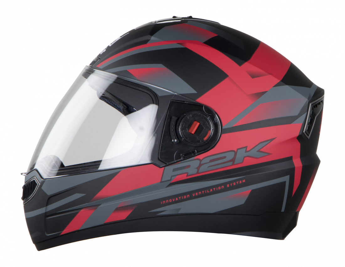 Steelbird SBA-1 R2K ISI Certified Full Face Graphics Helmet for Men and Women (Matt Black Red with Clear Visor)