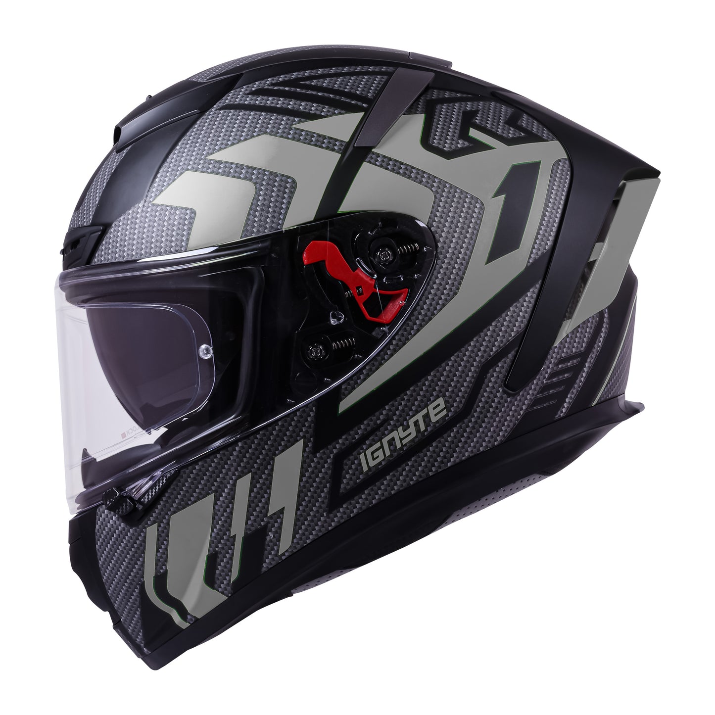 Ignyte IGN-4 Atomixx ISI/DOT Certified Full Face Graphic Helmet with Outer Anti-Fog Clear Visor and Inner Smoke Sun Shield (Glossy Black Grey)