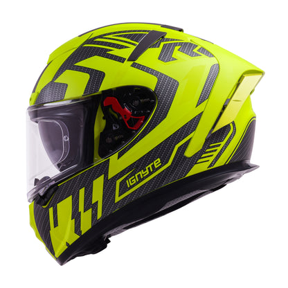 Ignyte IGN-4 Atomixx ISI/DOT Certified Full Face Graphic Helmet with Outer Anti-Fog Clear Visor and Inner Smoke Sun Shield (Glossy Fluo Neon Neon)