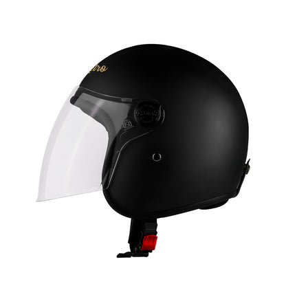 Steelbird SBH-56 Retro ISI Certified Open Face Helmet for Men and Women (Matt Black)