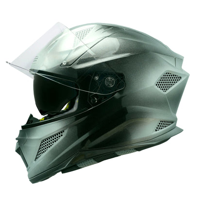 Steelbird SBH-25 Breeze On Ombre 7Wings ISI Certified Full Face Helmet for Men and Women with Inner Smoke Sun Shield (Glossy Black Teal Green)