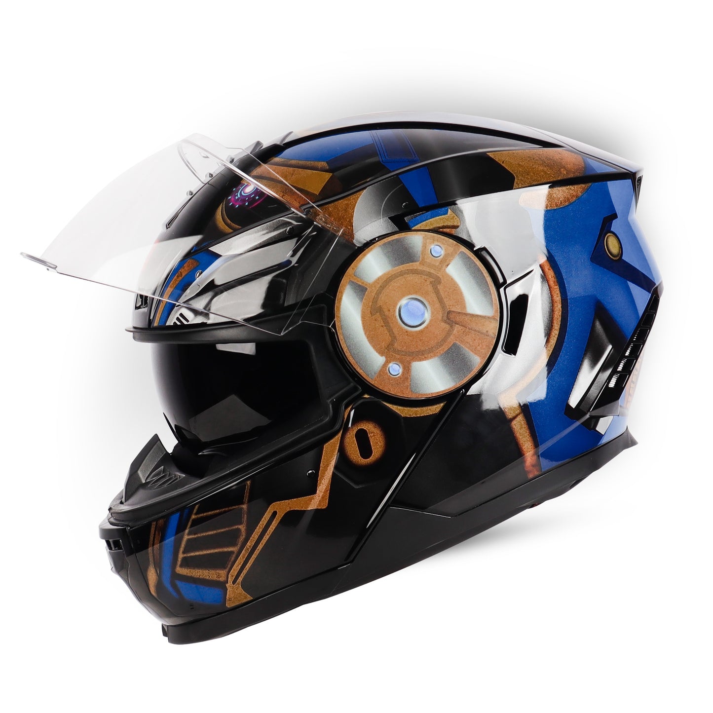 Steelbird SBH-40 Transformers Optimus Prime ISI Certified Full Face Graphic Helmet for Men and Women with Inner Smoke Sun Shield (Matt Black Copper)