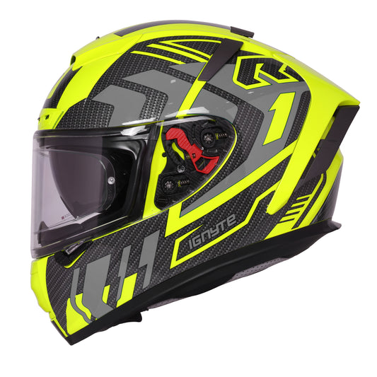 Ignyte IGN-4 Atomixx ISI/DOT Certified Full Face Graphic Helmet with Outer Anti-Fog Clear Visor and Inner Smoke Sun Shield (Glossy Fluo Neon Grey)