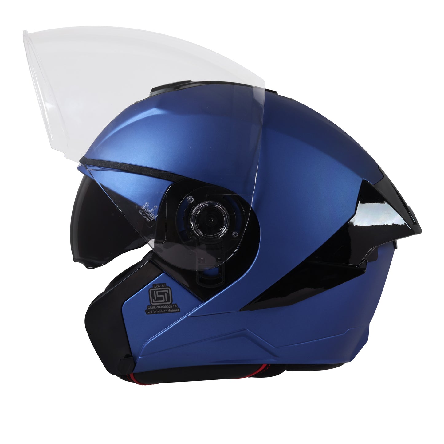 Steelbird SBA-10 7Wings ISI Certified Open Face Helmet for Men and Women with Inner Smoke Sun Shield (Glossy Y.Blue)