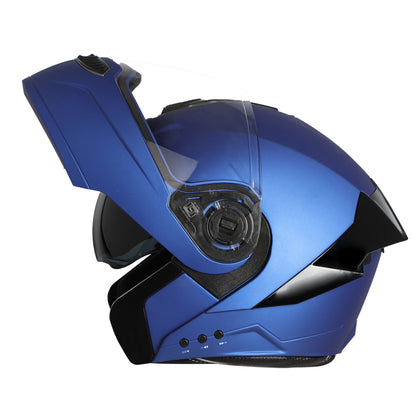 Steelbird Bluetooth Flip Up ISI Certified Helmet for Men and Women with Inner Smoke Sun Shield | SBA-8 7Wings (Glossy Y. Blue)