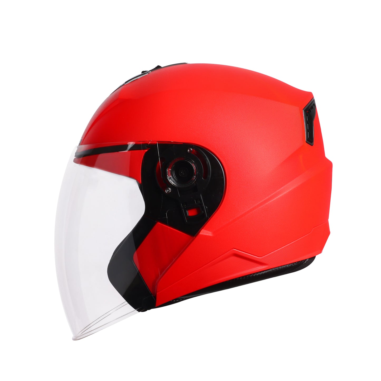 Steelbird SBA-9 7Wings  ISI Certified Open Face Helmet for Men and Women  (Dashing Red With Clear Visor)