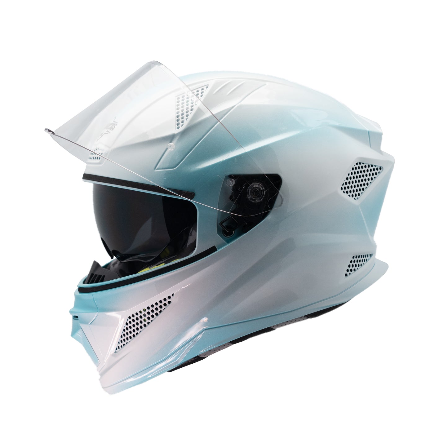 Steelbird SBH-25 Breeze On Ombre 7Wings ISI Certified Full Face Helmet for Men and Women with Inner Smoke Sun Shield (Glossy Jazz Blue White)