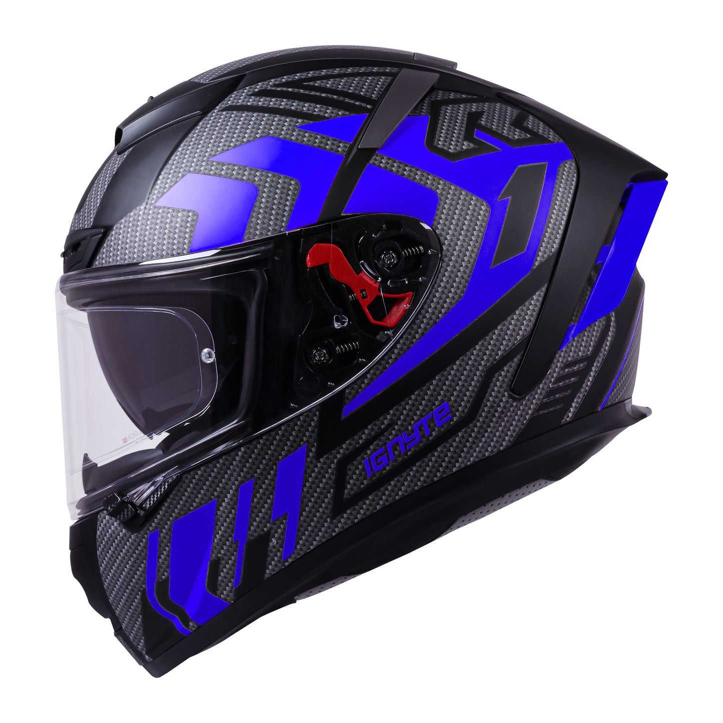 Ignyte IGN-4 Atomixx ISI/DOT Certified Full Face Graphic Helmet with Outer Anti-Fog Clear Visor and Inner Smoke Sun Shield (Glossy Black Blue)