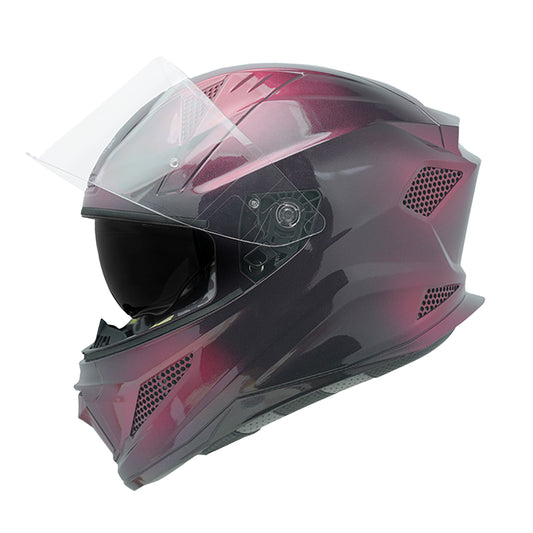 Steelbird SBH-25 Breeze On Ombre 7Wings ISI Certified Full Face Helmet for Men and Women with Inner Smoke Sun Shield (Glossy Black Metallic Pink)