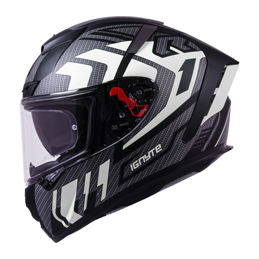 Ignyte IGN-4 Atomixx ISI/DOT Certified Full Face Graphic Helmet with Outer Anti-Fog Clear Visor and Inner Smoke Sun Shield (Glossy Black White)