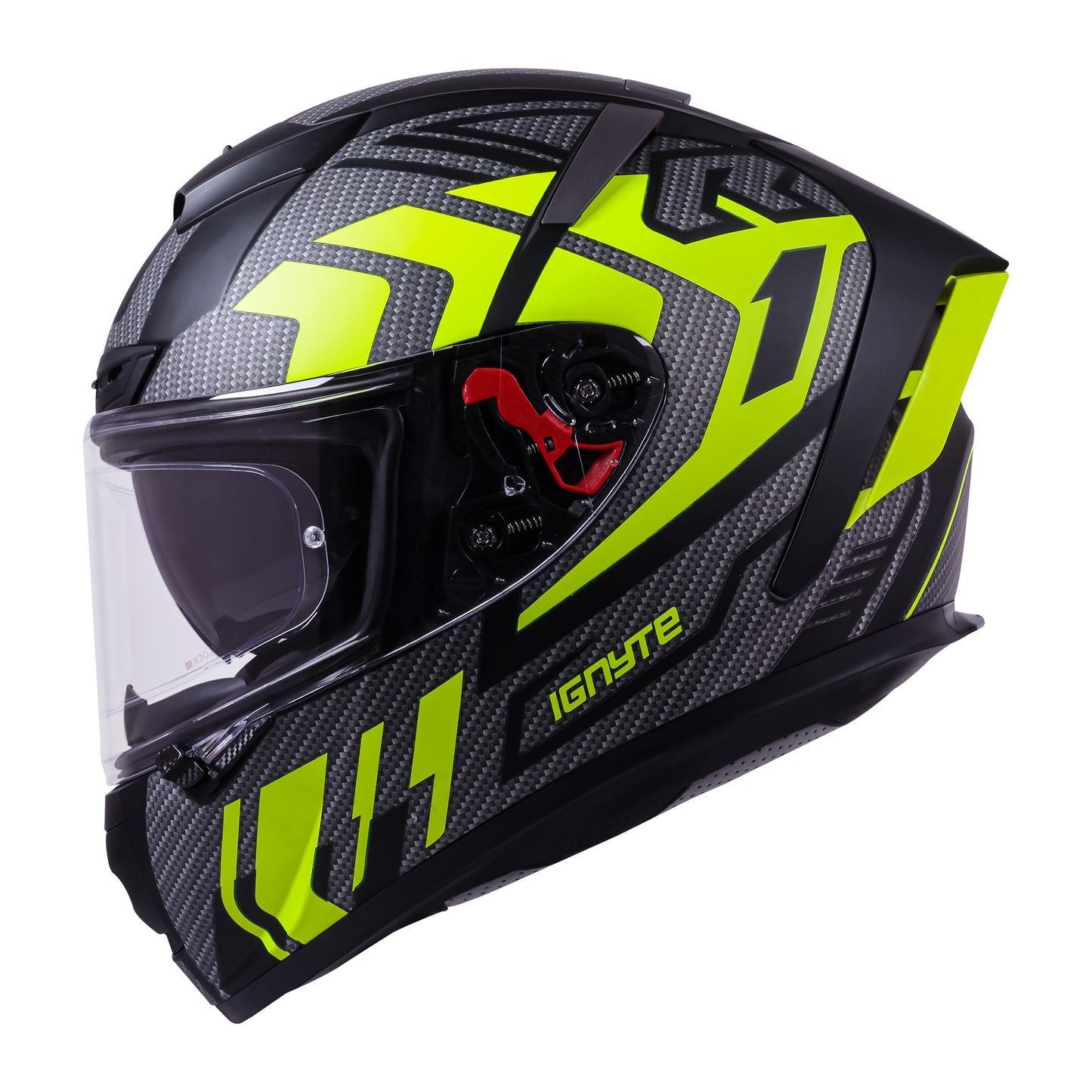 Ignyte IGN-4 Atomixx ISI/DOT Certified Full Face Graphic Helmet with Outer Anti-Fog Clear Visor and Inner Smoke Sun Shield (Glossy Black Neon)