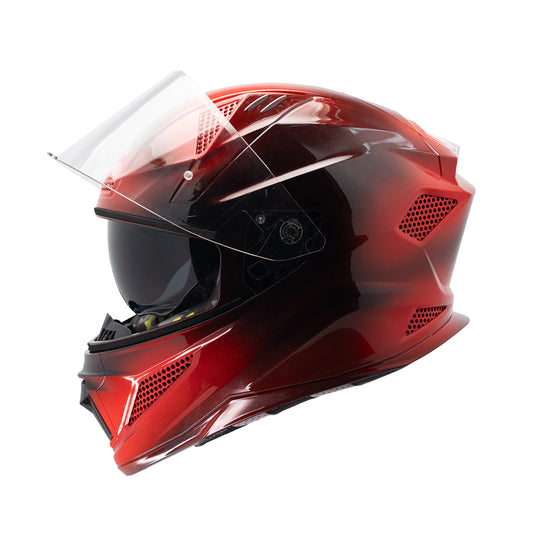 Steelbird SBH-25 Breeze On Ombre 7Wings ISI Certified Full Face Helmet for Men and Women with Inner Smoke Sun Shield (Glossy Black Sports Red)