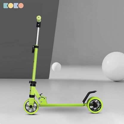 Koko Rowdy Kick Skate Scooter with Adjustable Height and Portable, Kids Scooter with Led PVC Wheels for Age 3+ (Max User Weight: 50kg) (Green)