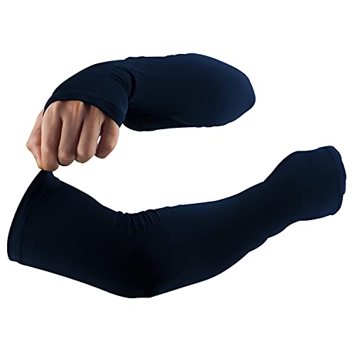 Steelbird Lycra Soft Universal & Unisex Arm Sleeves for Sports, Running, Cricket, Bike Riding, Cycling, Basketball & Breathable (Sold as a Pair) (Navy)