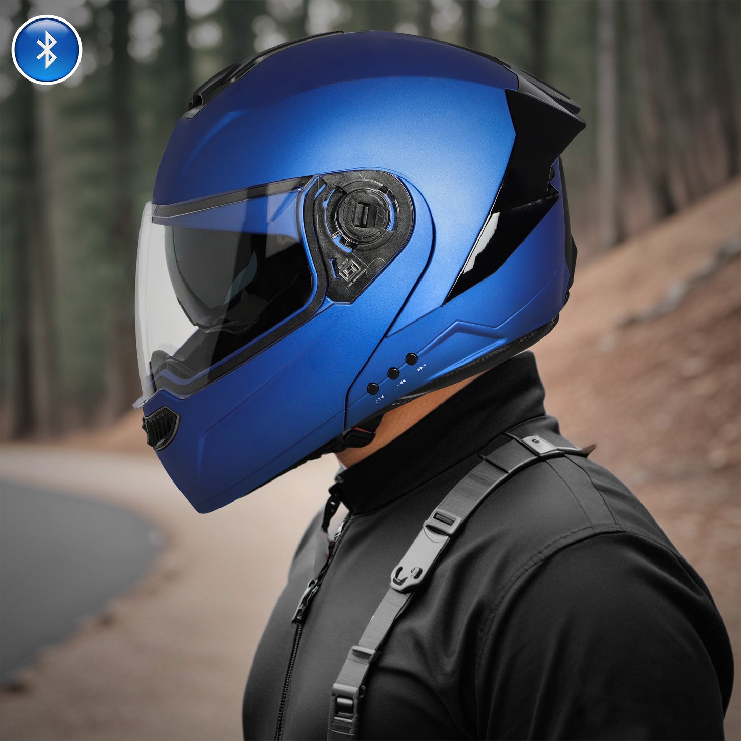 Steelbird Bluetooth Flip Up ISI Certified Helmet for Men and Women with Inner Smoke Sun Shield | SBA-8 7Wings (Glossy Y. Blue)