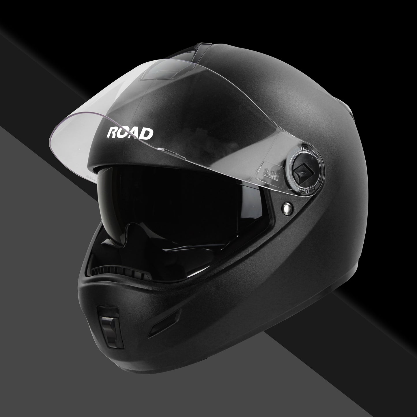 Steelbird SBH-34 Road ISI Certified Full Face Helmet for Men and Women with Inner Smoke Sun Shield (Dashing Black)