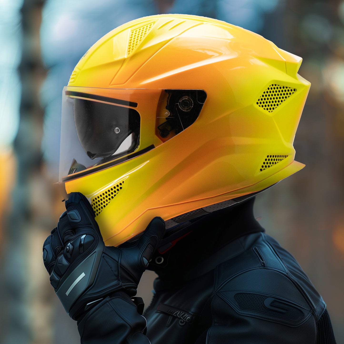 Steelbird SBH-25 Breeze On Ombre 7Wings ISI Certified Full Face Helmet for Men and Women with Inner Smoke Sun Shield (Glossy Orange Neon)