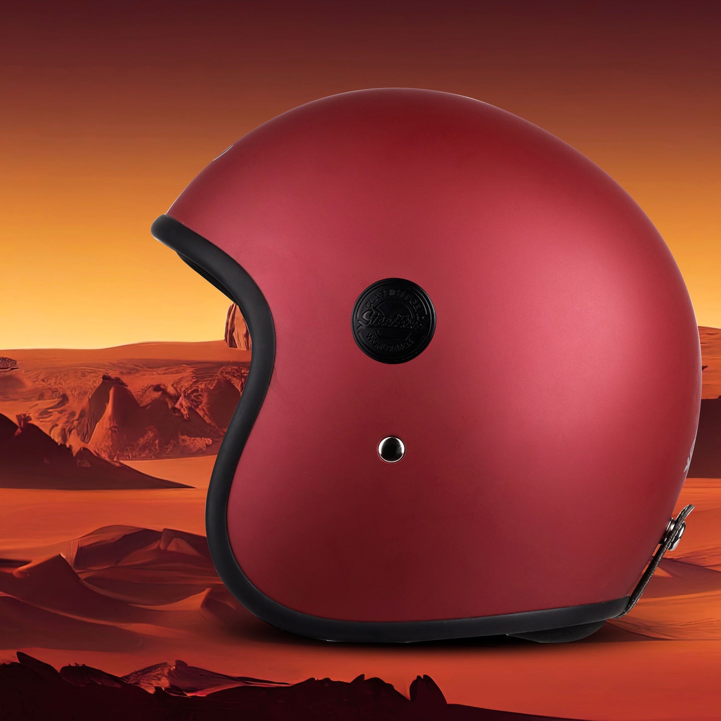 Steelbird SBH-55 Retro ISI Certified Open Face Helmet for Men and Women (Matt Maroon)