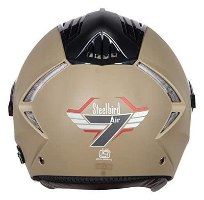 Steelbird SBA-2 7Wings ISI Certified  Full Face Helmet for Men and Women Fitted with Clear Visor (Matt Desert Storm with Chrome Gold Visor)