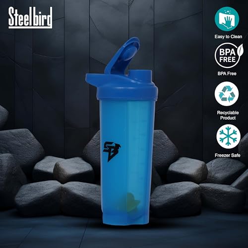 Steelbird Beast 700ml: High-Performance Gym Protein Shaker Bottle - Boost Your Workout! (Blue)