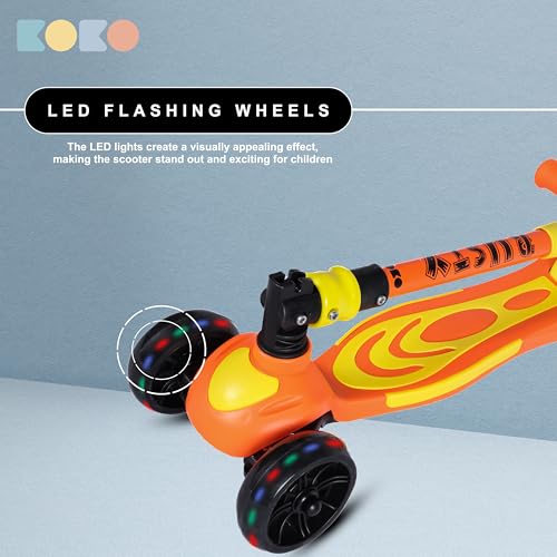 Koko Rusty Kick Scooter with Adjustable Height and Portable, Kids Scooter with PVC Wheels for Age 3+ (Max User Weight: 40kg)(Orange)