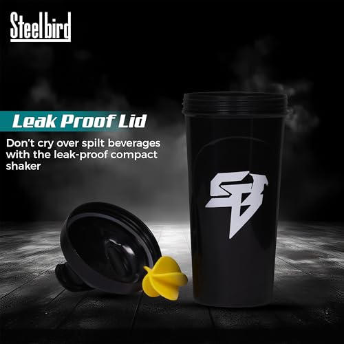 Steelbird Super 700: High-Performance Gym Protein Shaker Bottle - Boost Your Workout! (Black)