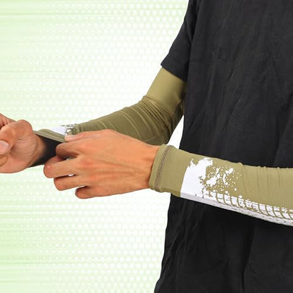 Steelbird Printed Unisex Arm Sleeves for Sports, Running, Cricket, Bike Riding, Cycling, Basketball & Breathable (Sold as a Pair) (Olive Green)