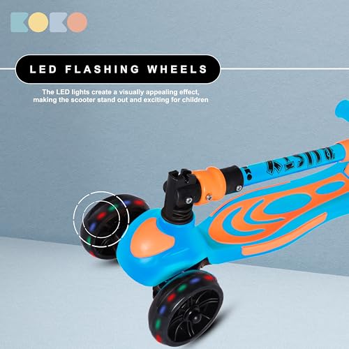 Koko Rusty Kick Scooter with Adjustable Height and Portable, Kids Scooter with PVC Wheels for Age 3+ (Max User Weight: 40kg)(Blue)