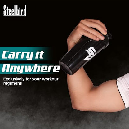 Steelbird Super 700: High-Performance Gym Protein Shaker Bottle - Boost Your Workout! (Black)