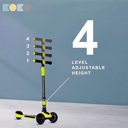 Koko Rusty Kick Scooter with Adjustable Height and Portable, Kids Scooter with PVC Wheels for Age 3+ (Max User Weight: 40kg)(Green)