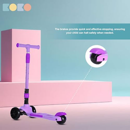 Koko Rusty Kick Scooter with Adjustable Height and Portable, Kids Scooter with PVC Wheels for Age 3+ (Max User Weight: 40kg)(Purple)