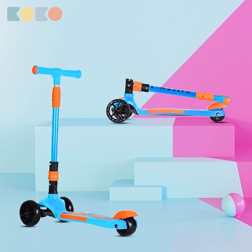 Koko Rusty Kick Scooter with Adjustable Height and Portable, Kids Scooter with PVC Wheels for Age 3+ (Max User Weight: 40kg)(Blue)