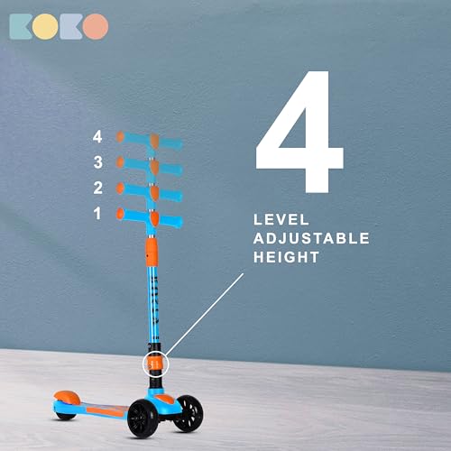 Koko Rusty Kick Scooter with Adjustable Height and Portable, Kids Scooter with PVC Wheels for Age 3+ (Max User Weight: 40kg)(Blue)